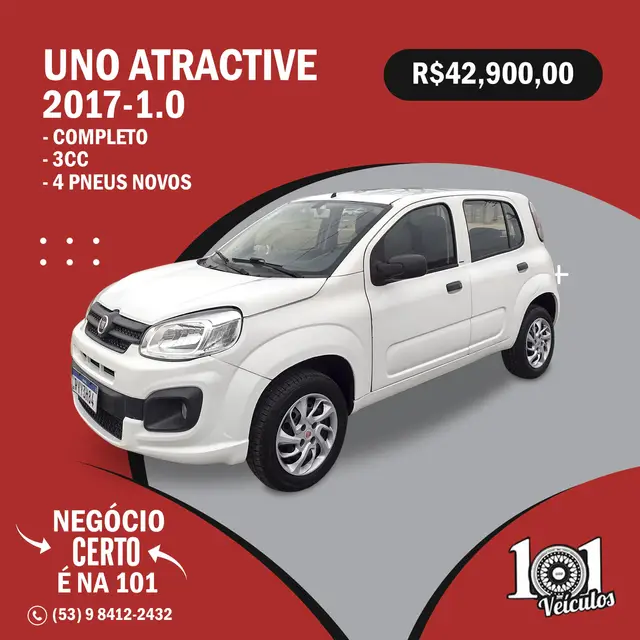 Carro Fiat Uno 2017 Attractive 1.0 (Flex) 4p