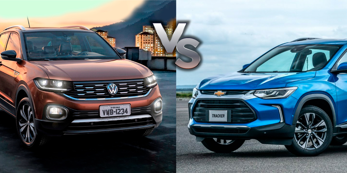 Volkswagen T-Cross larga na frente no desempenho, mas Chevrolet Tracker leva vantagem no consumo.