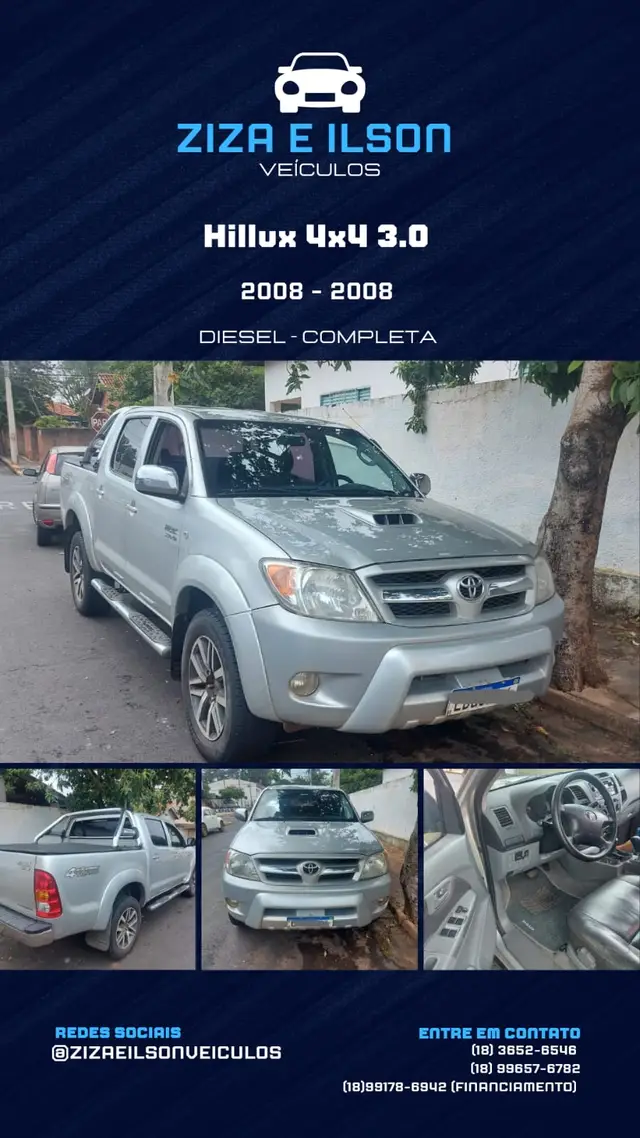 Carro Toyota Hilux Cabine Dupla 2008 Hilux SRV 4x4 3.0 (cab. dupla)