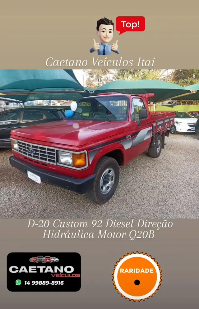 Carro Chevrolet D20 1992 Pick Up Custom S 4.0 (Cab Simples)