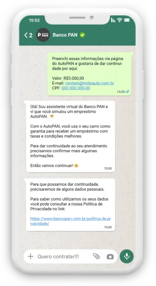 Segundo passo para simular o financiamento no site da Mobiauto