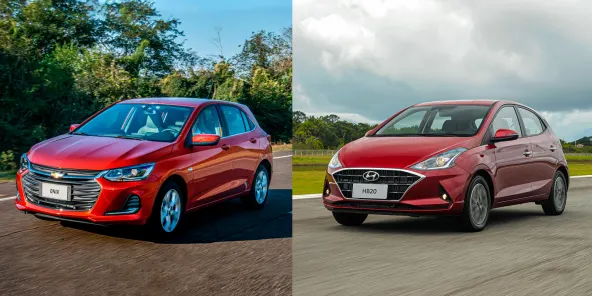 Os hatches Chevrolet Onix 2020 e Hyundai HB20 2020 chegam juntos a segunda geração para continuarem se enfrentando de igual para igual.