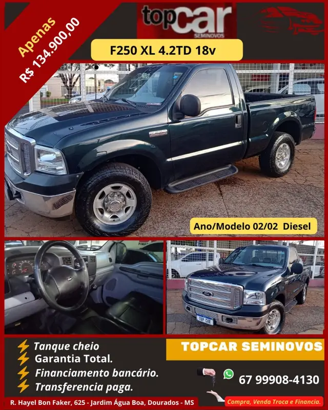 Carro Ford F-250 2002 F250 XLT 4.2 Turbo (Cab Simples)