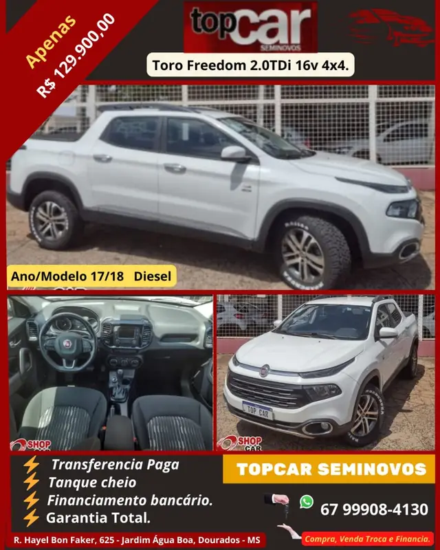 Carro Fiat Toro 2018 Freedom 2.0 diesel MT6 4x2