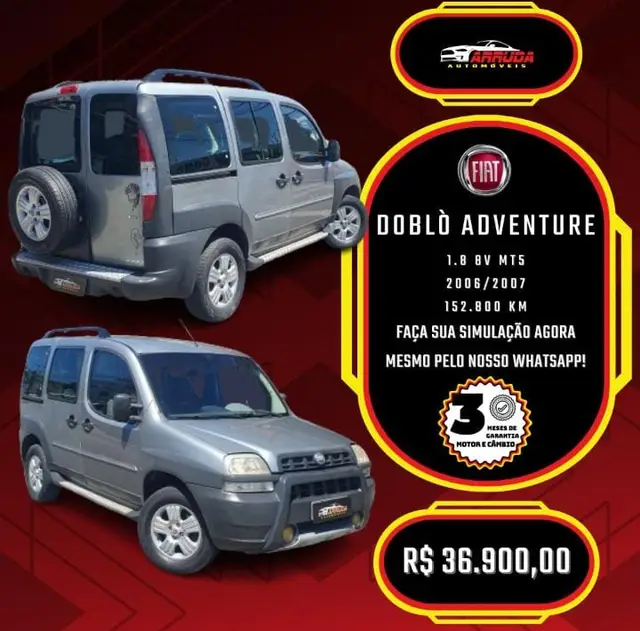 Carro Fiat Doblò 2007 Adventure 1.8 8V (Flex)