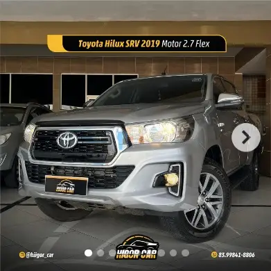 Carro Toyota Hilux Cabine Dupla 2019 Hilux 2.7 SRV CD 4x2 (Flex) (Aut)