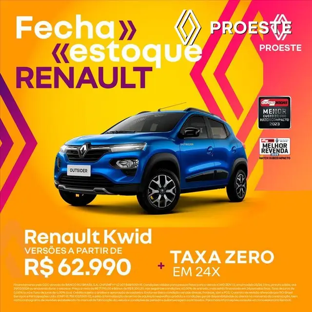 Carro Renault Kwid 2024 Zen 1.0 12v SCe (Flex)