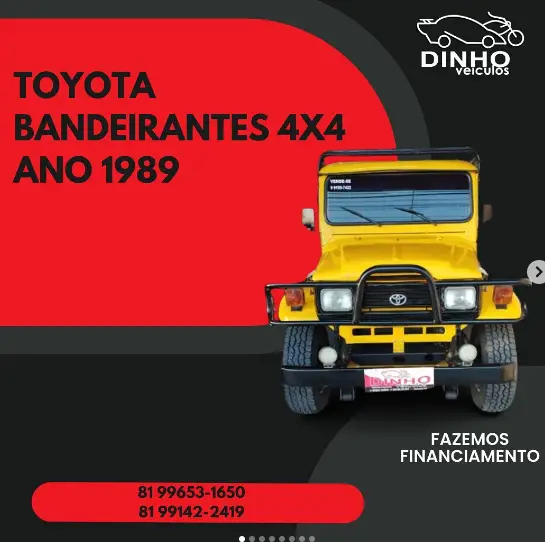 Carro Toyota Bandeirante Jipe 1989 OJ50LVB 4x4 4.0