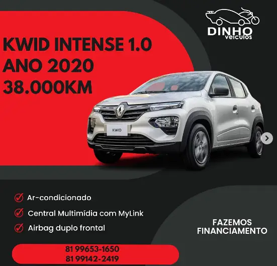 Carro Renault Kwid 2020 Intense 1.0 12v SCe (Flex)