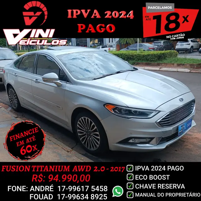 Carro Ford Fusion 2017 2.0 EcoBoost Titanium (Aut)