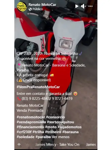 Carro Honda CRF 230F 2020 230F