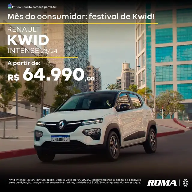 Carro Renault Kwid 2024 Intense 1.0 12v SCe (Flex)