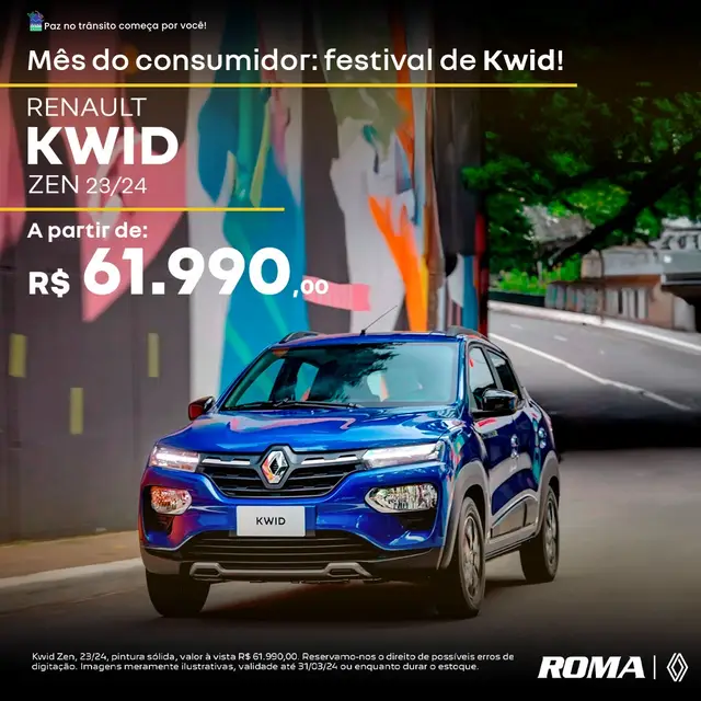 Carro Renault Kwid 2024 Zen 1.0 12v SCe (Flex)