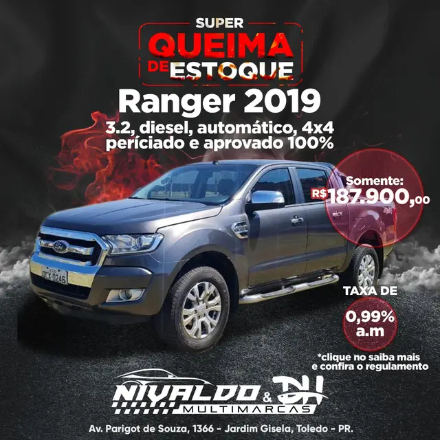 Carro Ford Ranger Cabine Dupla 2019 Ranger 2.5 XLT CD (Flex)