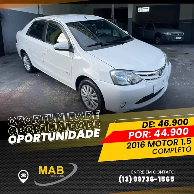 Carro Toyota Etios Sedan 2016 X 1.5 (Flex)