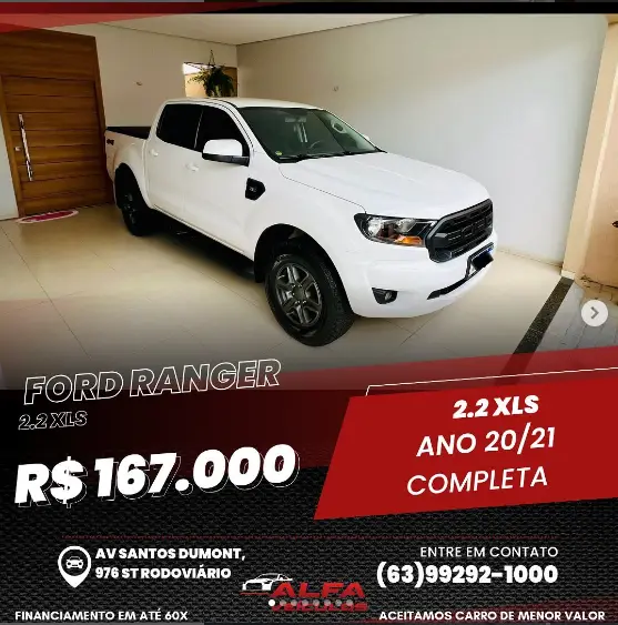 Carro Ford Ranger Cabine Dupla 2021 XLS 2.2 Turbodiesel 4x4 (Aut)