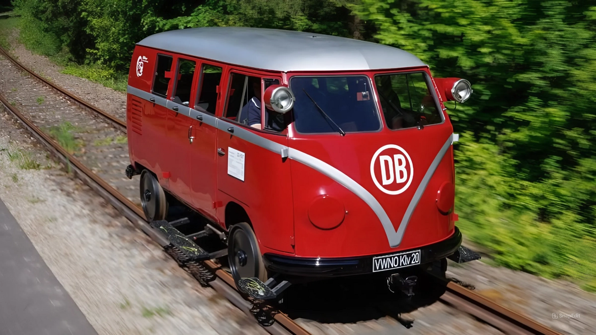 Parte de uma iniciativo estatal, a “VW Kombi sobre trilhos” não foi apenas uma piada e foi utilizada até os anos 70