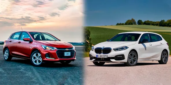 Confira quais são os itens premium que um popular Chevrolet tem e um BMW não. 