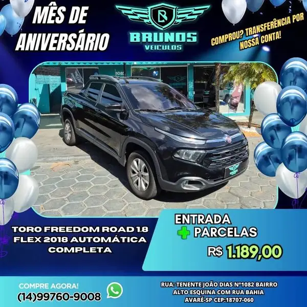 Carro Fiat Toro 2018 Freedom 1.8 AT6 4x2 (Flex)
