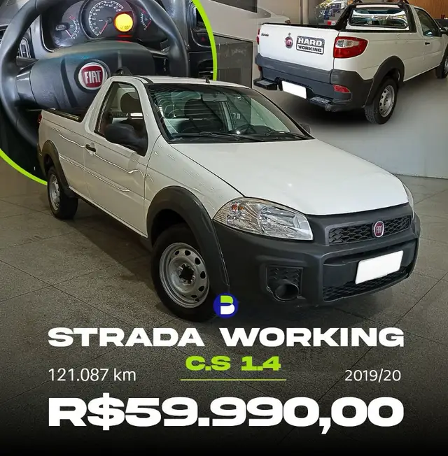 Carro Fiat Strada 2020 Hard Working 1.4 (Flex) (Cabine Simples)