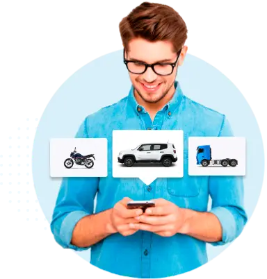 Pessoa vendo veículo no celular