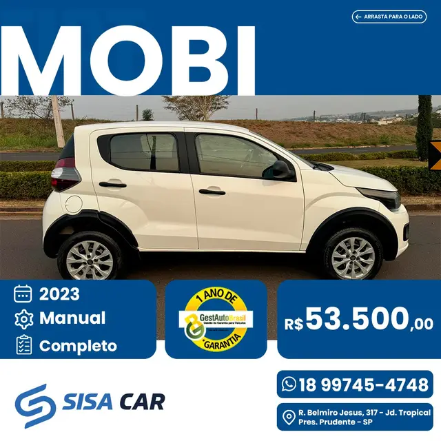 Carro Fiat Mobi 2023 Like 1.0 (Flex)
