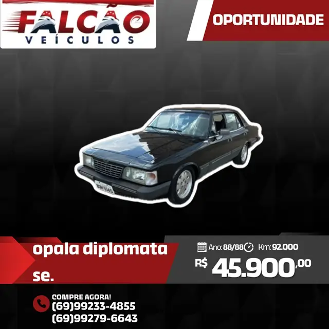 Carro Chevrolet Opala 1988 Sedan Diplomata SE 2.5
