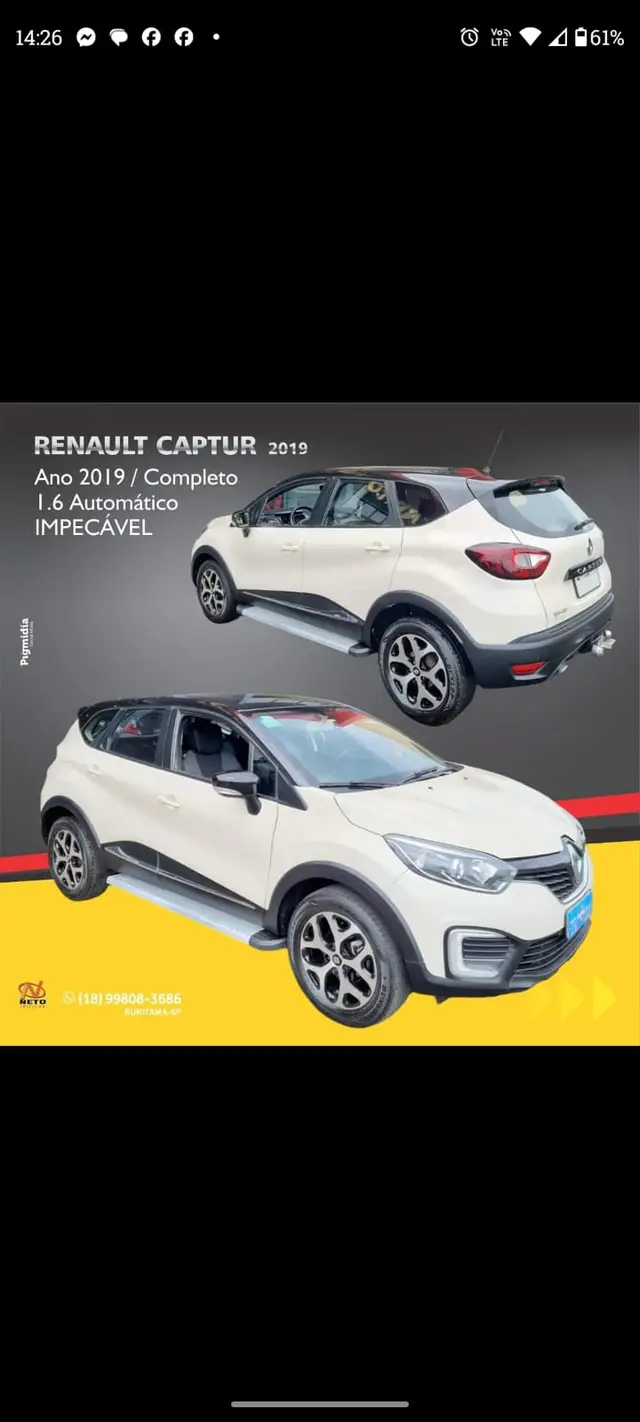 Carro Renault Captur 2019 Life 1.6 16v SCe CVT (Flex)