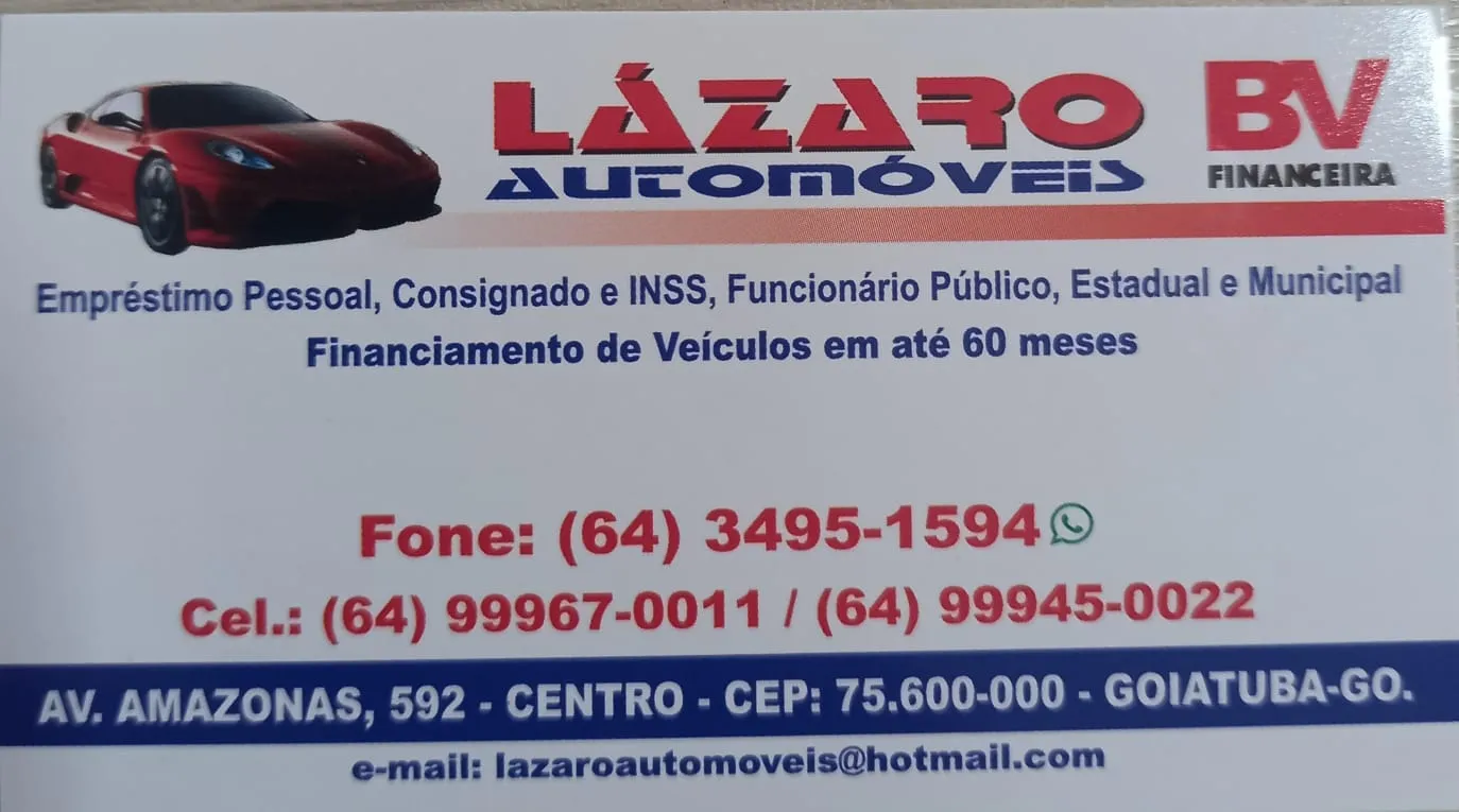 Fachada da loja Lazaro Veiculos - Goiatuba - GO