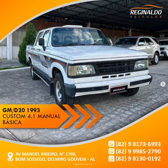Carro Chevrolet D20 1993 Pick Up Custom Luxe 4.0 (Cab Simples)