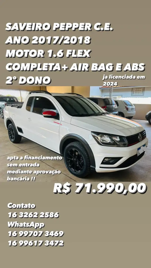 Carro Volkswagen Saveiro 2018 Pepper 1.6 MSI CE (Flex)