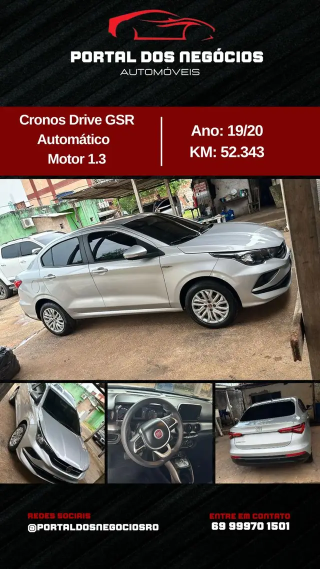 Carro Fiat Cronos 2020 1.3 Drive Firefly (Flex)