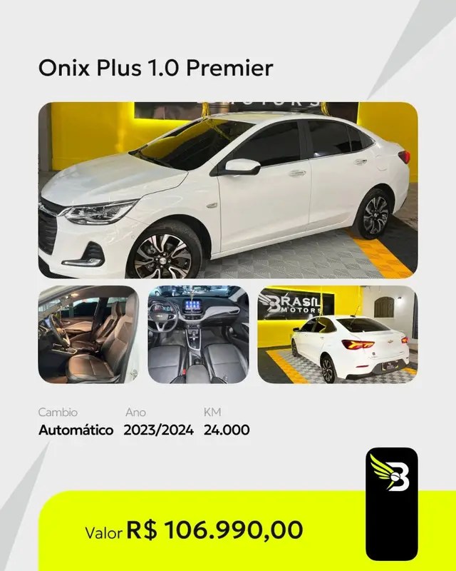 Carro Chevrolet Onix Plus 2024 Premier 1.0 Turbo (Aut.)