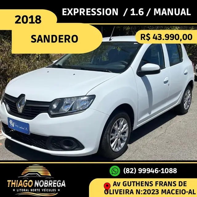 Carro Renault Sandero 2018 Expression 1.6 16V SCe (Flex)