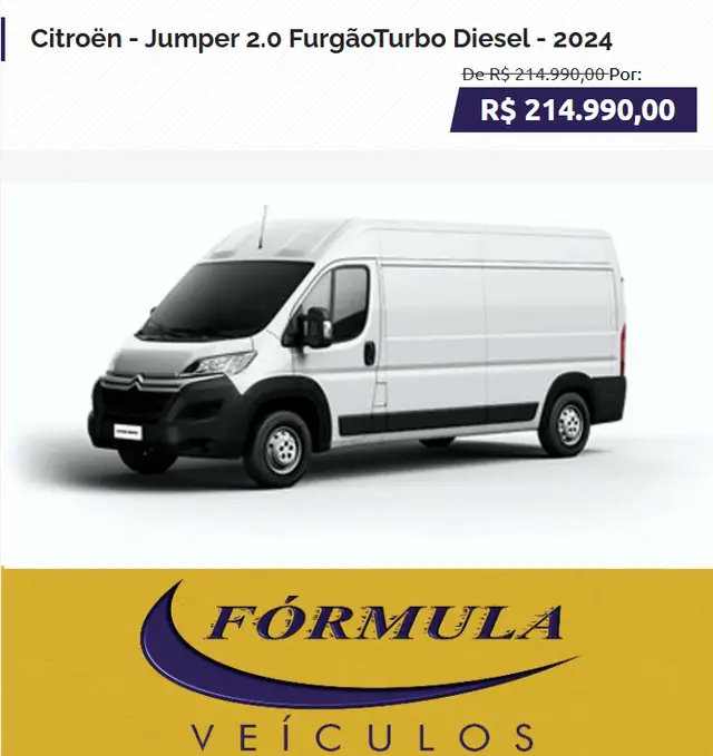 Carro Citroën Jumper 2023 Furgão 2.2 Turbo Diesel
