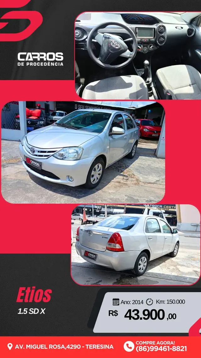 Carro Toyota Etios Sedan 2014 X 1.5 (Flex)