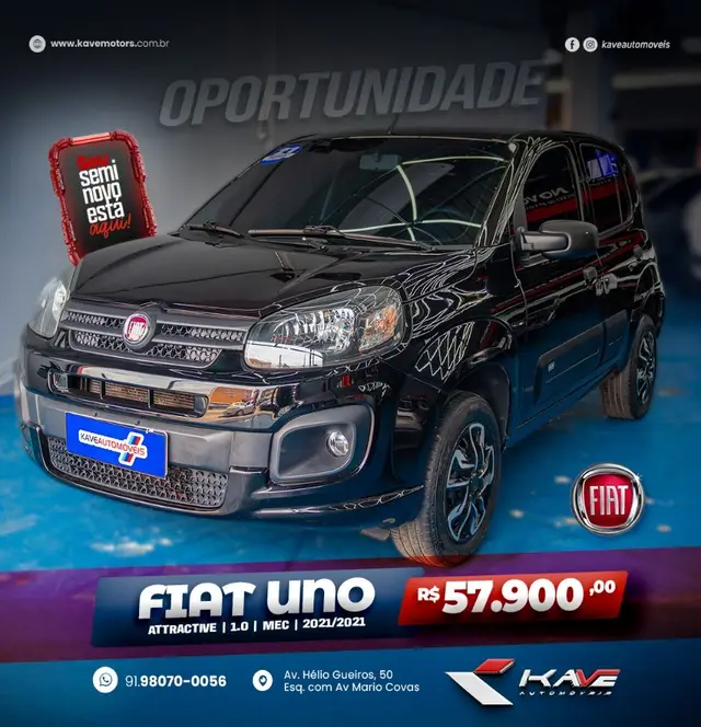 Carro Fiat Uno 2021 Attractive 1.0