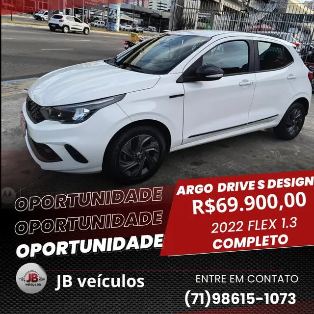 Carro Fiat Argo 2022 Drive 1.3 S-Design (Flex)