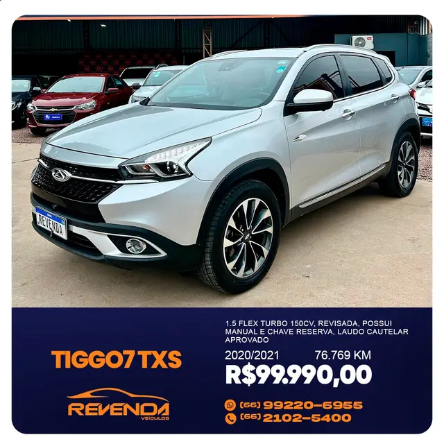 Carro CAOA Chery Tiggo 7 2021 1.5 TXS Turbo Flex (Aut)