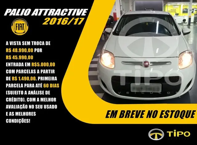 Carro Fiat Palio 2017 Attractive 1.0 Evo (Flex)