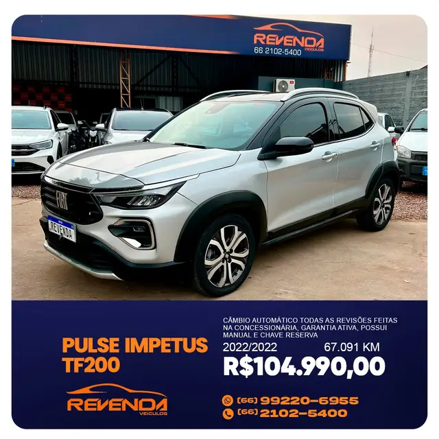 Carro Fiat Pulse 2022 Impetus 200 Turbo (flex) (aut)