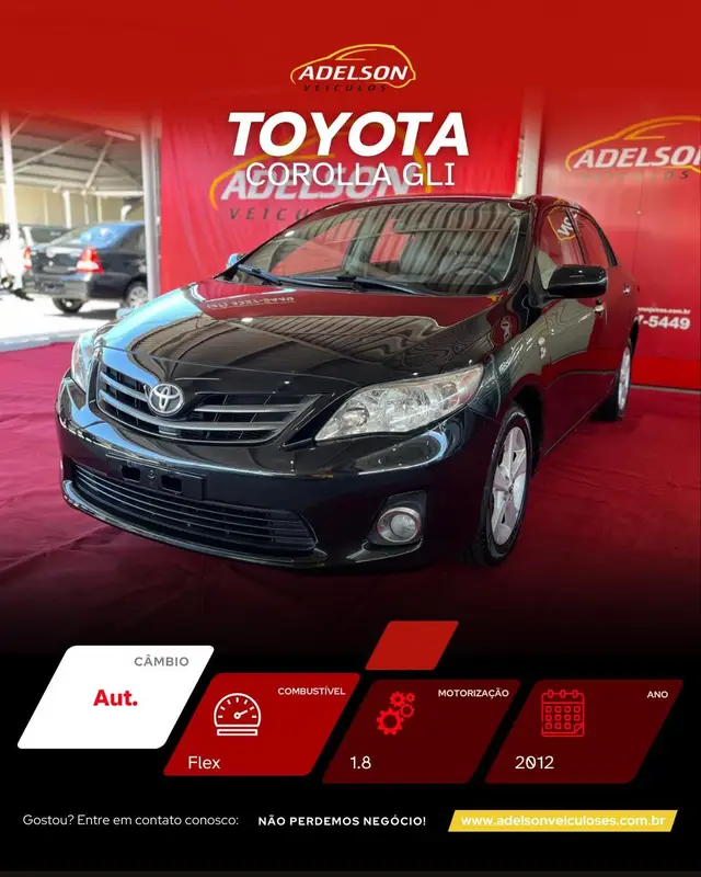 Carro Toyota Corolla 2012 Sedan 1.8 Dual VVT-i GLI (aut) (flex)