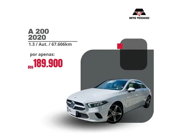 Carro Mercedes-Benz A 200 2020 Style 1.3 CGI gasolina (Aut)
