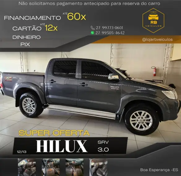 Carro Toyota Hilux Cabine Dupla 2013 Hilux 3.0 TDI 4x4 CD SRV Top (Aut)