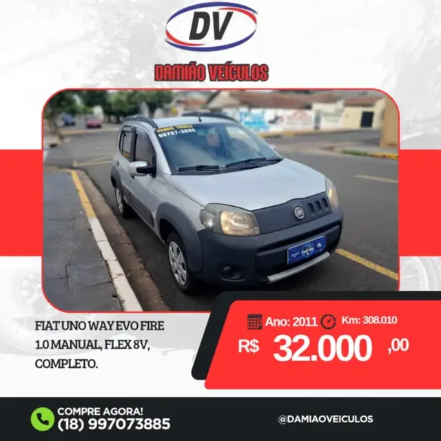 Carro Fiat Uno 2011 Way 1.0 8V (Flex) 4p