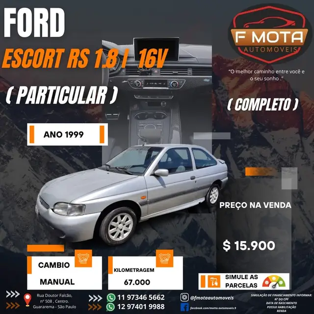Carro Ford Escort 1998 Hatch RS 1.8 MPi 16V