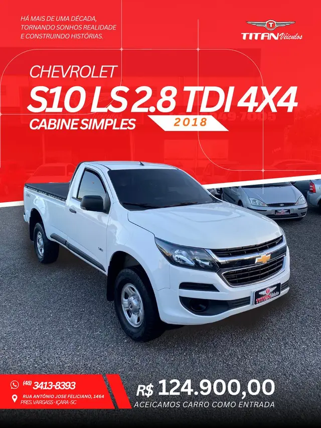Carro Chevrolet S10 Cabine Dupla 2018 S10 2.8 CTDI LS 4WD (Cabine Dupla)