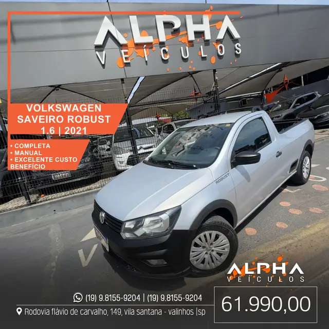 Carro Volkswagen Saveiro 2021 Robust 1.6 MSI CS (Flex)