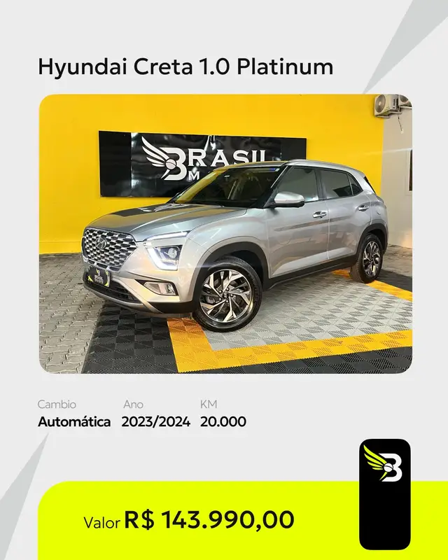 Carro Hyundai Creta 2024 Platinum 1.0 Turbo (Aut) (Flex)