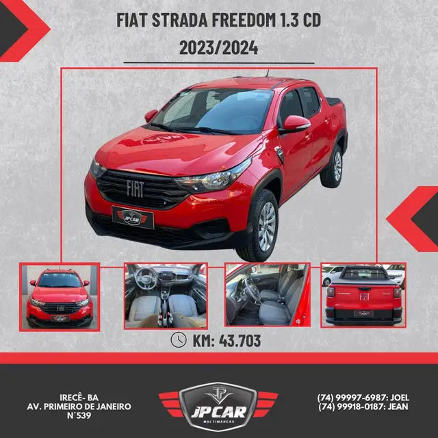 Carro Fiat Strada 2024 Freedom 1.3 Flex 8V CD